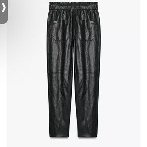 Zara Black Faux Leather Jogger Pants
